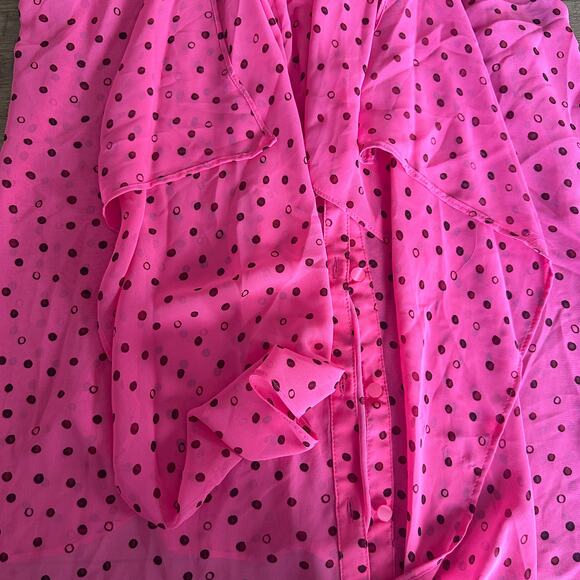 Pink Vera Wang Princess Pink Polka Dot Top Size Large - Picture 2 of 4